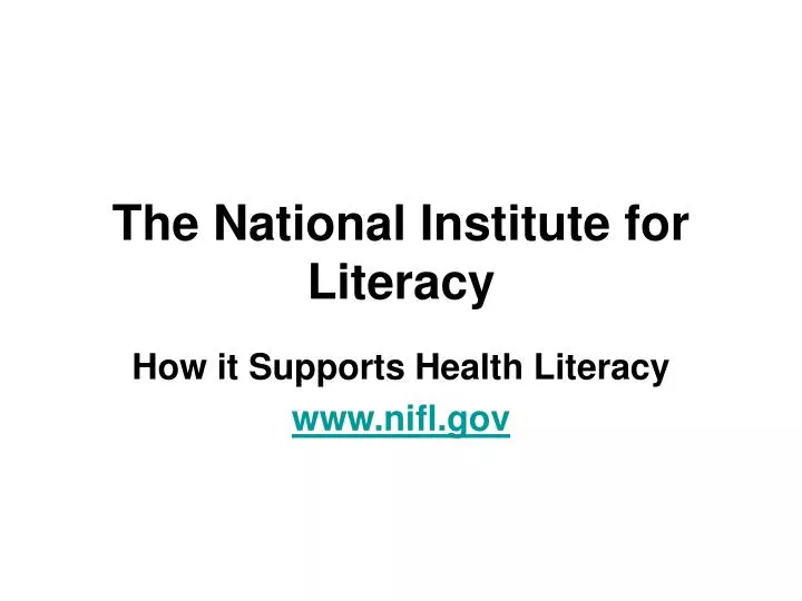 the national institute for literacy