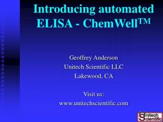 Introducing automated ELISA - ChemWell TM