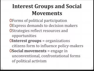 Interest Groups and Social Movements