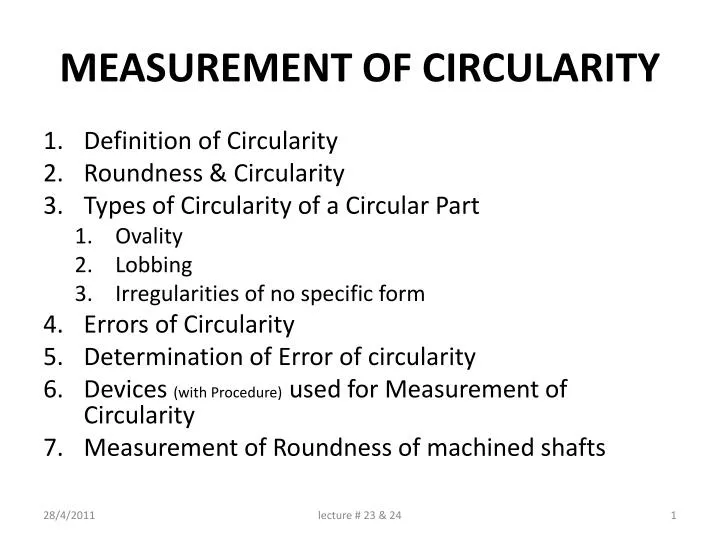 measurement of circularity