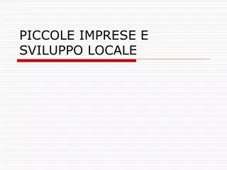 piccole imprese e sviluppo locale