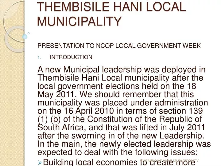thembisile hani local municipality
