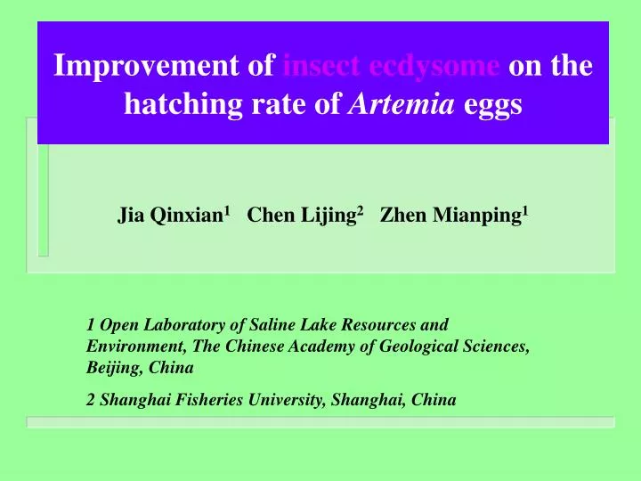 improvement of insect ecdysome on the hatching rate of artemia eggs