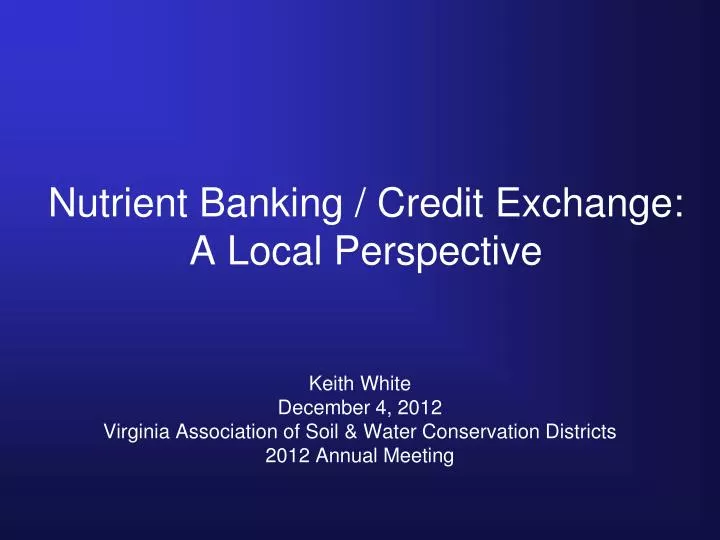 nutrient banking credit exchange a local perspective