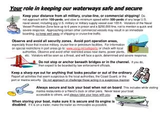 Your role in keeping our waterways safe and secure