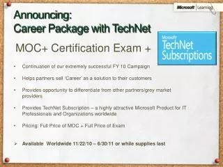 Announcing: Career Package with TechNet