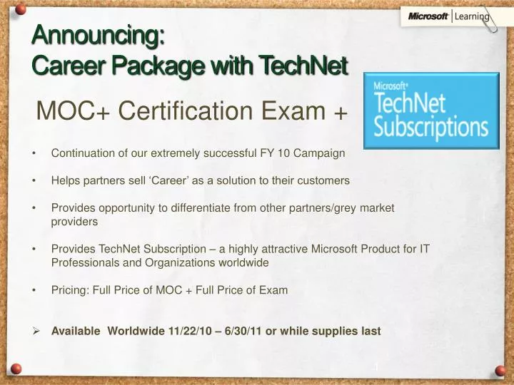 announcing career package with technet