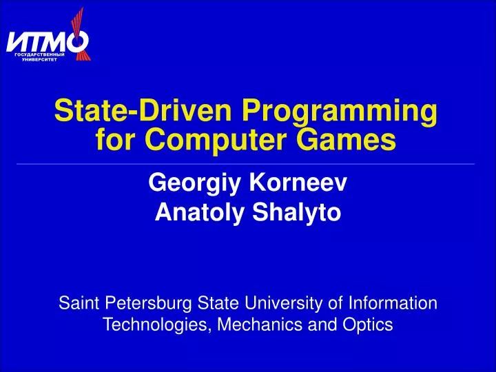 state driven programming for computer games