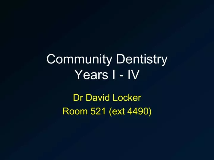 community dentistry years i iv