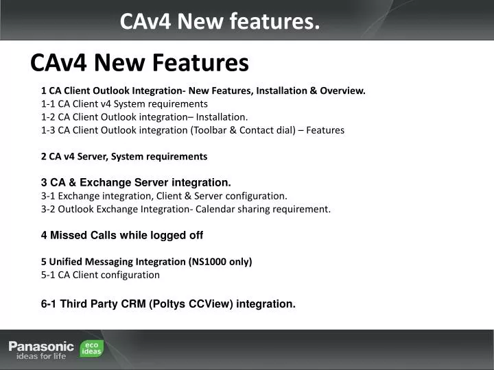 cav4 new features