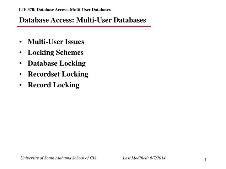 database access multi user databases