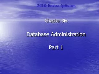 Database Administration Part 1
