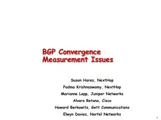 BGP Convergence Measurement Issues