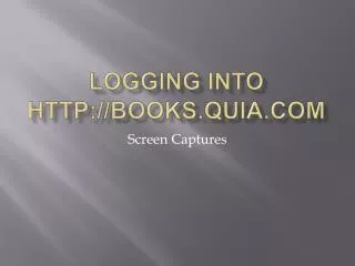 Logging into http://books.quia.com