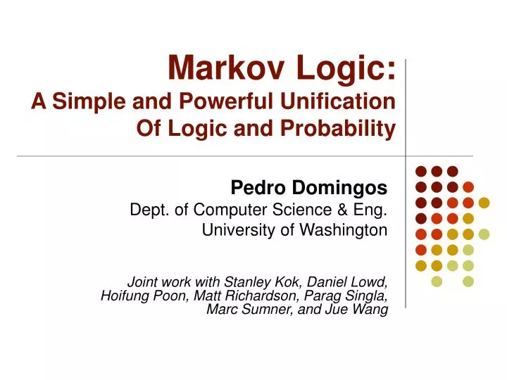 markov logic a simple and powerful unification of logic and probability