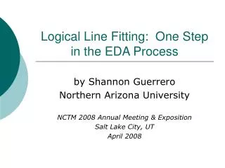 Logical Line Fitting: One Step in the EDA Process