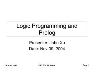 Logic Programming and Prolog
