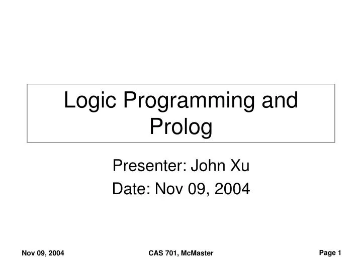 logic programming and prolog