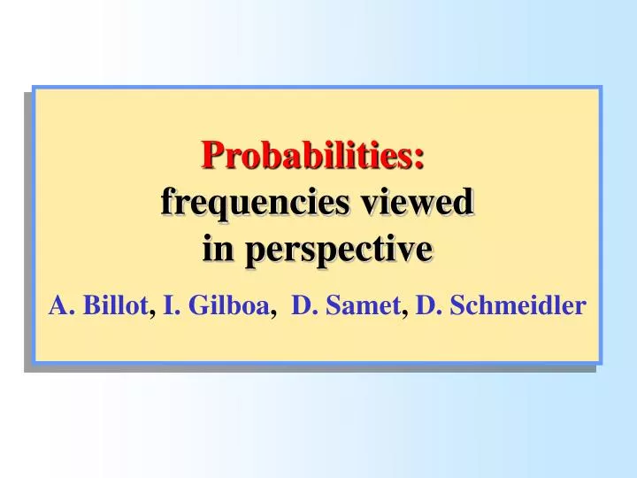 probabilities frequencies viewed in perspective a billot i gilboa d samet d schmeidler