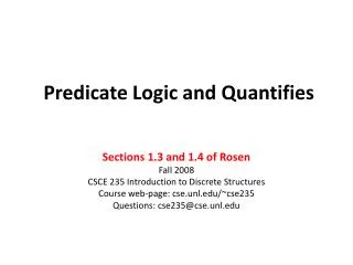 Predicate Logic and Quantifies