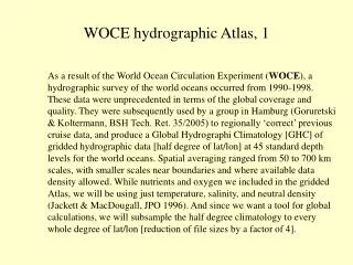 WOCE hydrographic Atlas, 1
