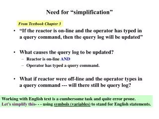 Need for “simplification”