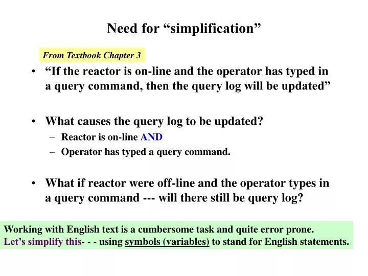 need for simplification