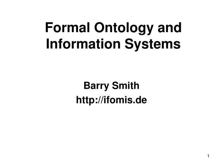 formal ontology and information systems