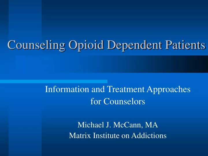 counseling opioid dependent patients