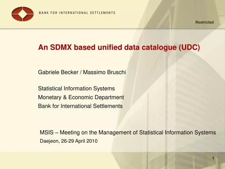 an sdmx based unified data catalogue udc