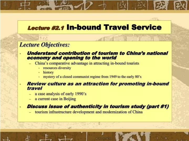 lecture 2 1 in bound travel service