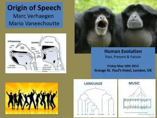 Origin of Speech Marc Verhaegen Mario Vaneechoutte