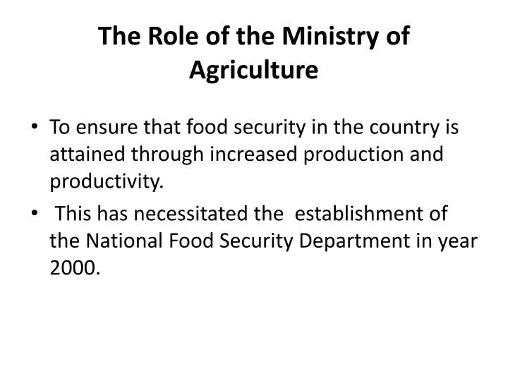 the role of the ministry of agriculture