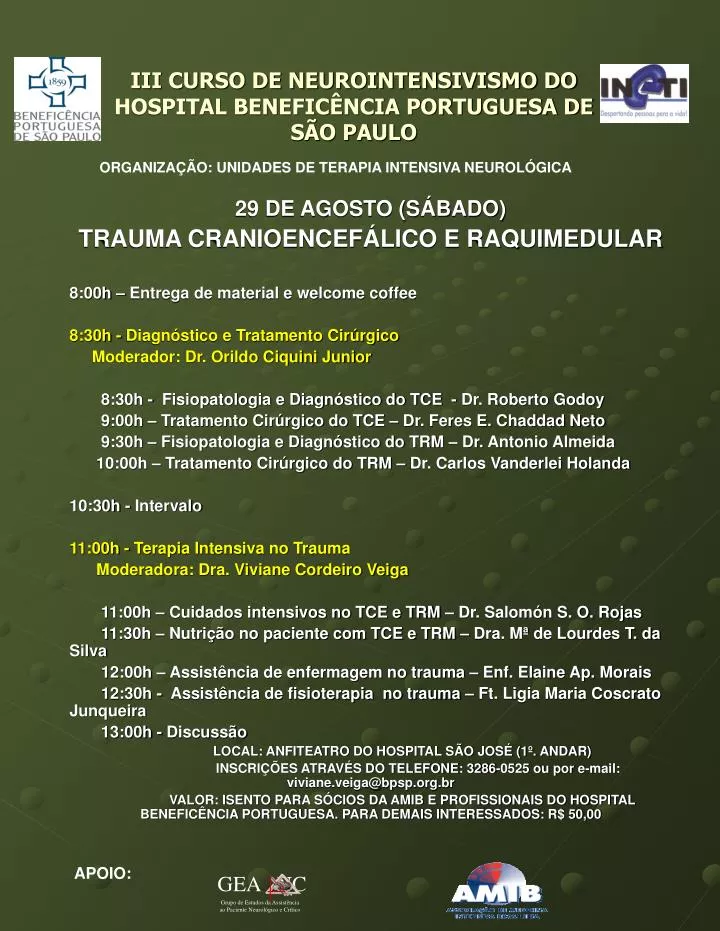 iii curso de neurointensivismo do hospital benefic ncia portuguesa de s o paulo