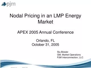 Nodal Pricing in an LMP Energy Market