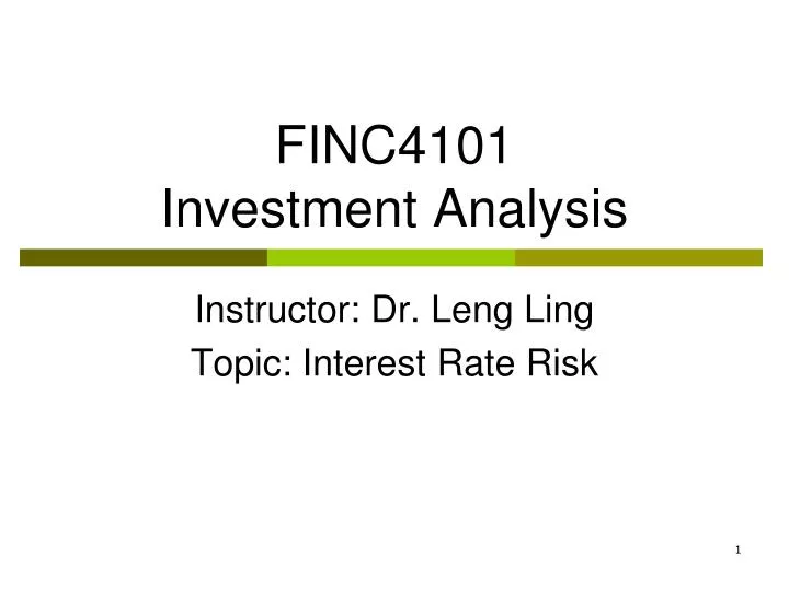 finc4101 investment analysis