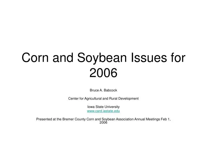 corn and soybean issues for 2006