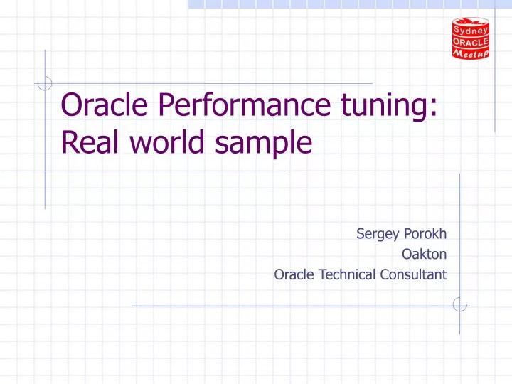 oracle performance tuning real world sample