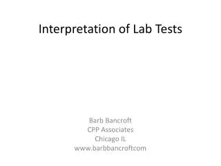 Interpretation of Lab Tests
