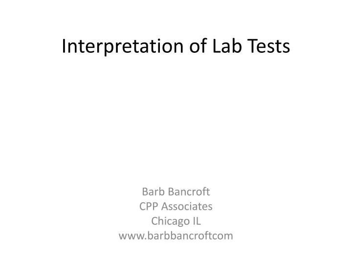 interpretation of lab tests