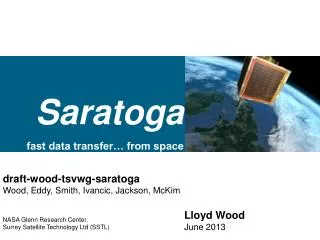 Saratoga fast data transfer… from space