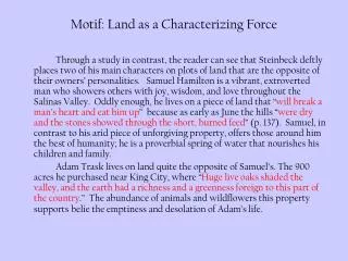 Motif: Land as a Characterizing Force