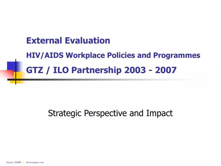 external evaluation hiv aids workplace policies and programmes gtz ilo partnership 2003 2007