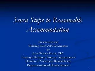 Seven Steps to Reasonable Accommodation