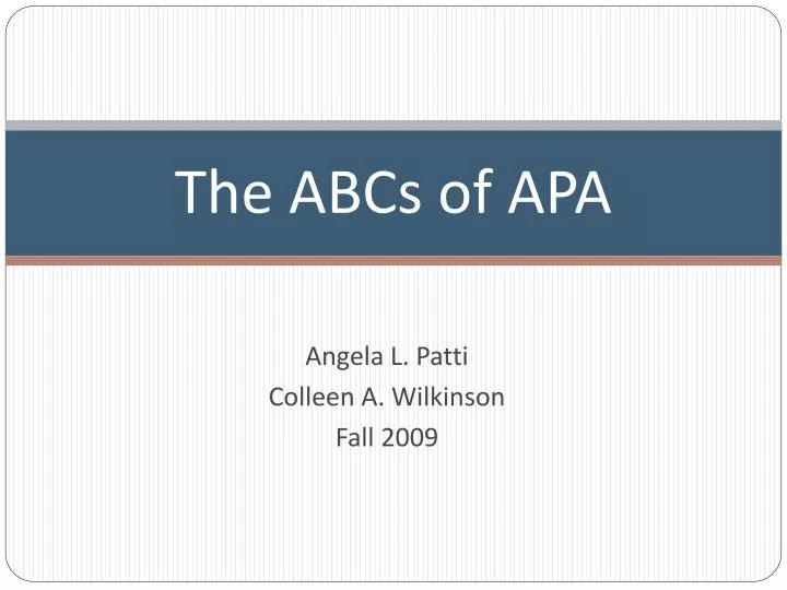 the abcs of apa