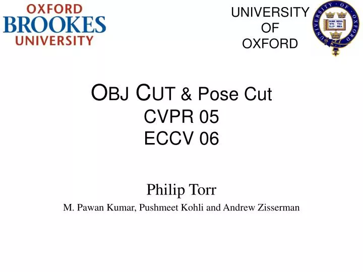 o bj c ut pose cut cvpr 05 eccv 06