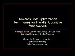 Towards Soft Optimization Techniques for Parallel Cognitive Applications