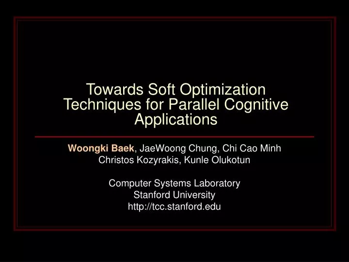 towards soft optimization techniques for parallel cognitive applications