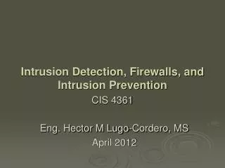 Eng. Hector M Lugo-Cordero, MS April 2012