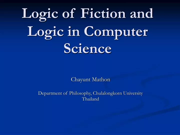 logic of fiction and logic in computer science